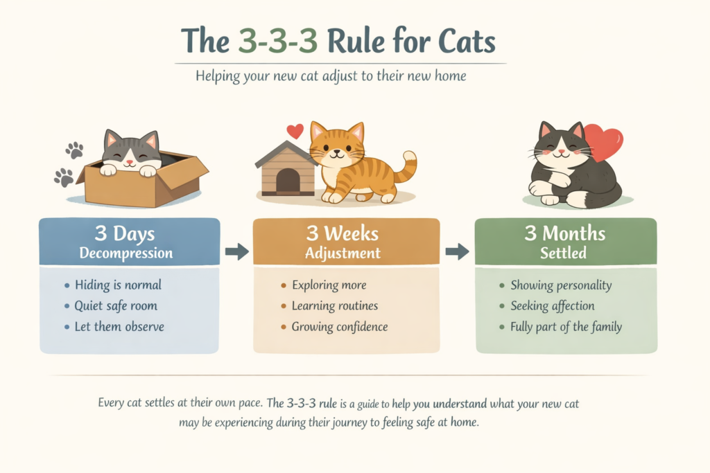 The Rule of Three for helping a cat feel safe and comfortable.